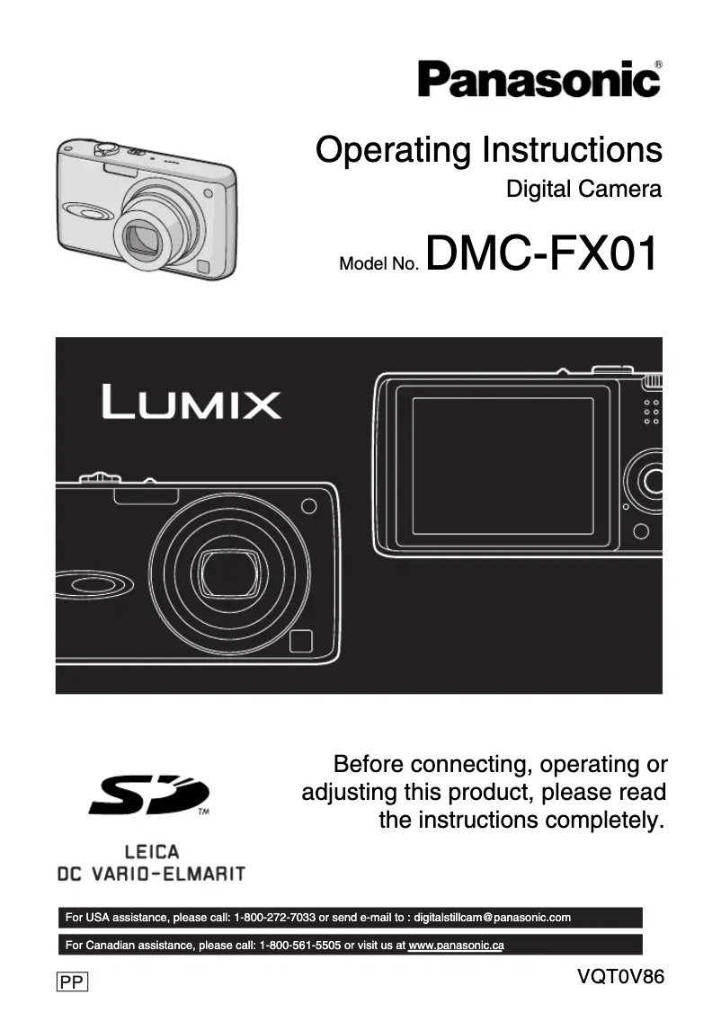 First page image of the manual for Lumix DMC-FX01