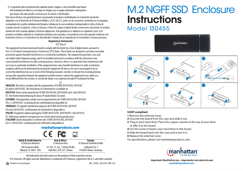 Page 1 of the manual User Manual Manhattan 130455