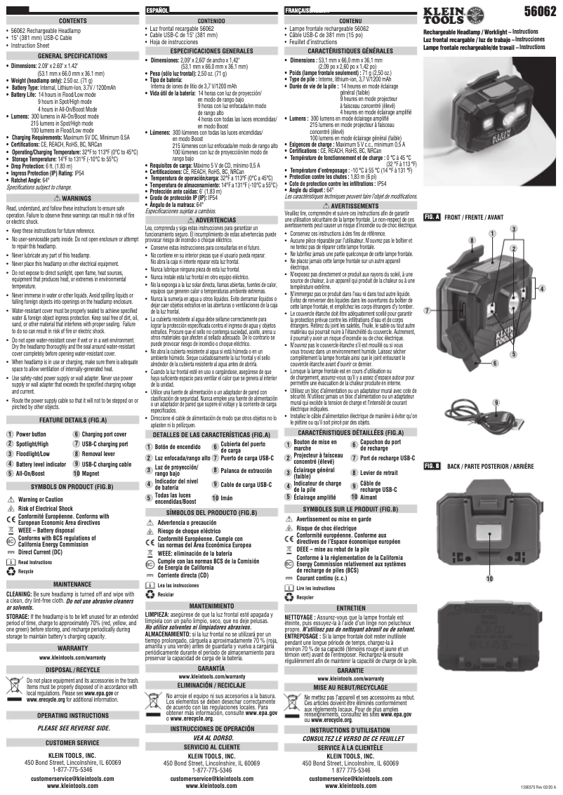 Page 1 of the manual User Manual Klein Tools 56062