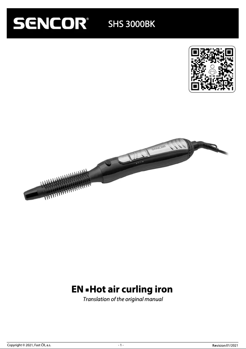 Page 1 of the manual User Manual Sencor SHS 3000BK