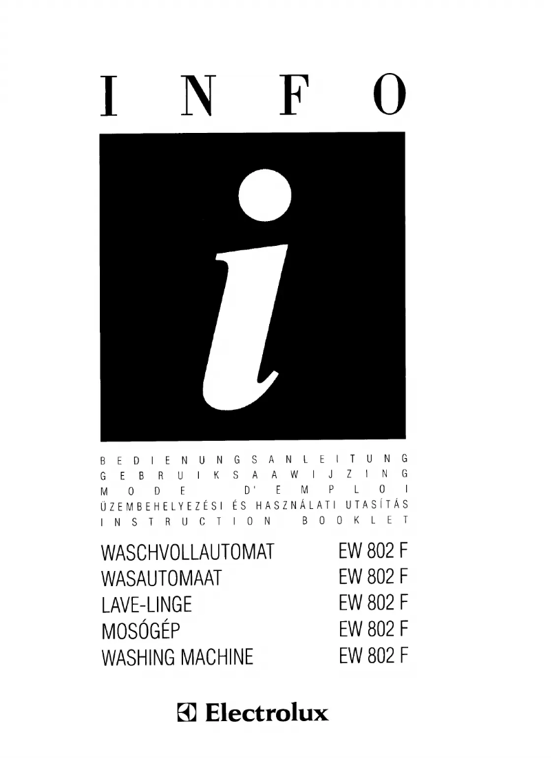 First page image of the manual for EW802F