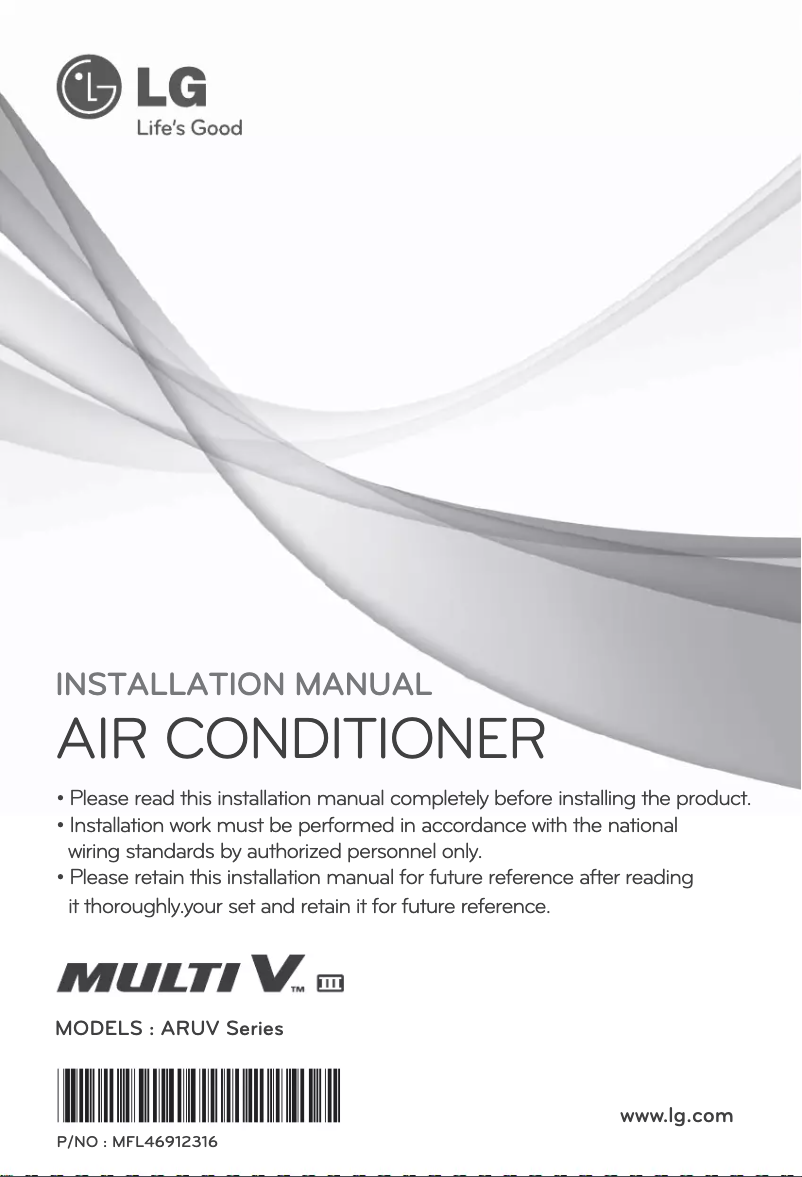 Page 1 of the manual Installation Guide LG ARUV100LT3