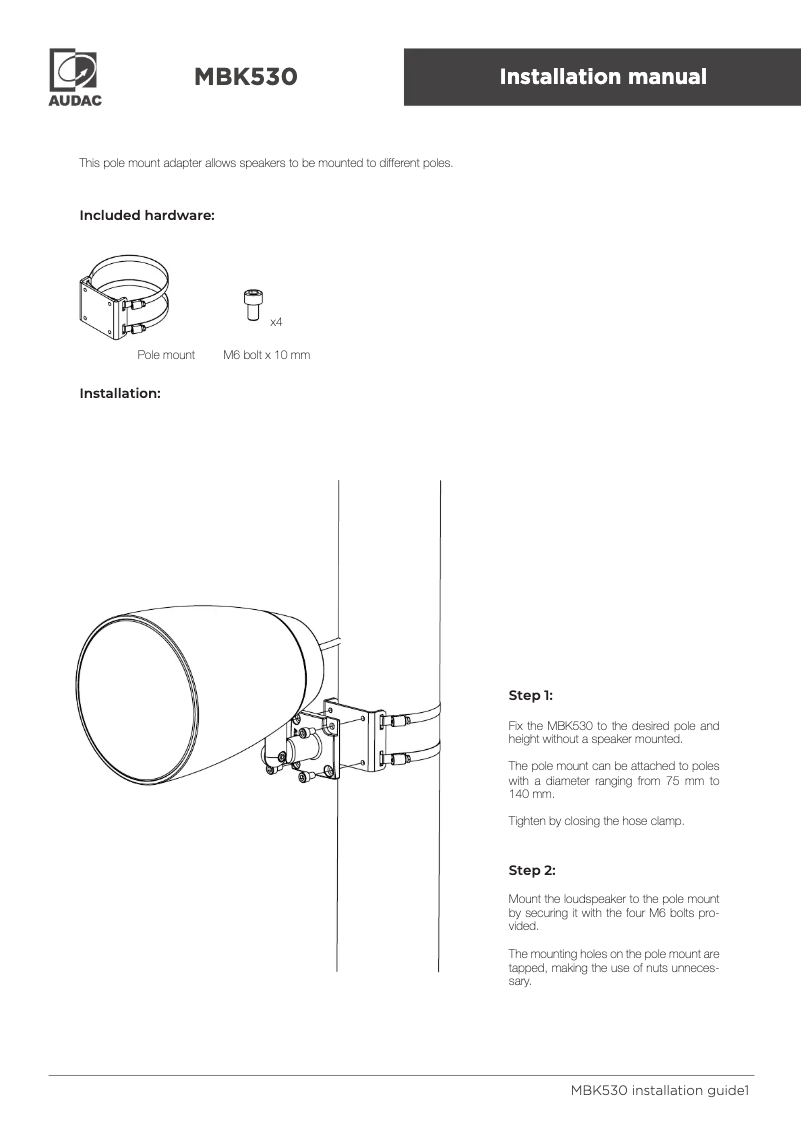 First page image of the manual for MBK530