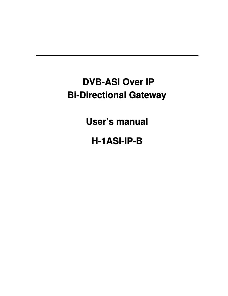 Page 1 of the manual User Manual Thor H-ASI-IP-B
