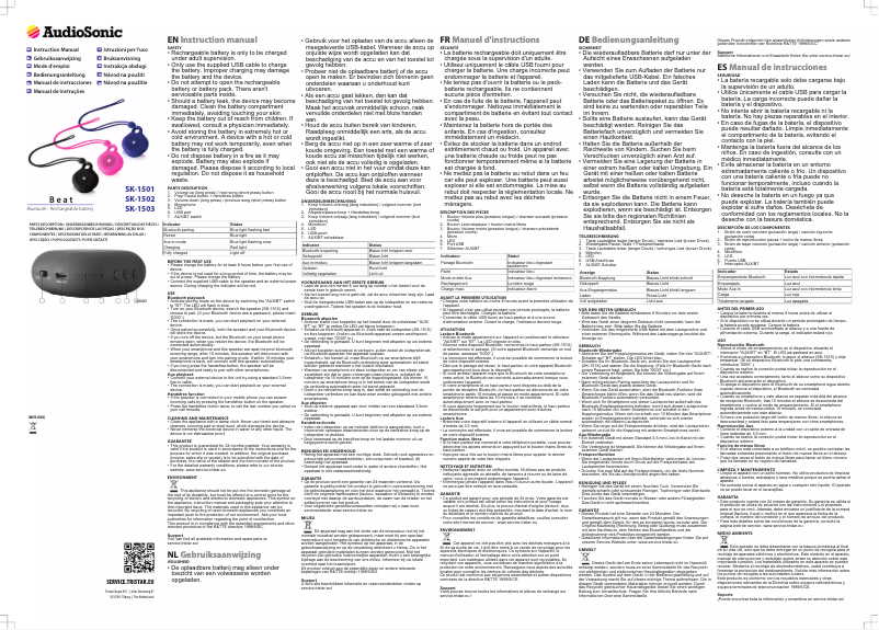 Page 1 of the manual User Manual AudioSonic SK-1503
