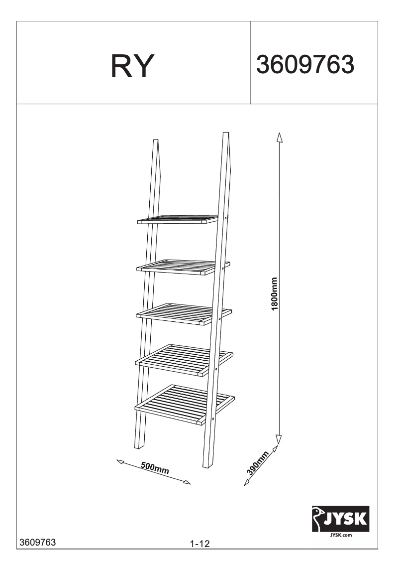 Page 1 of the manual User Manual JYSK Ry (50x180x39)