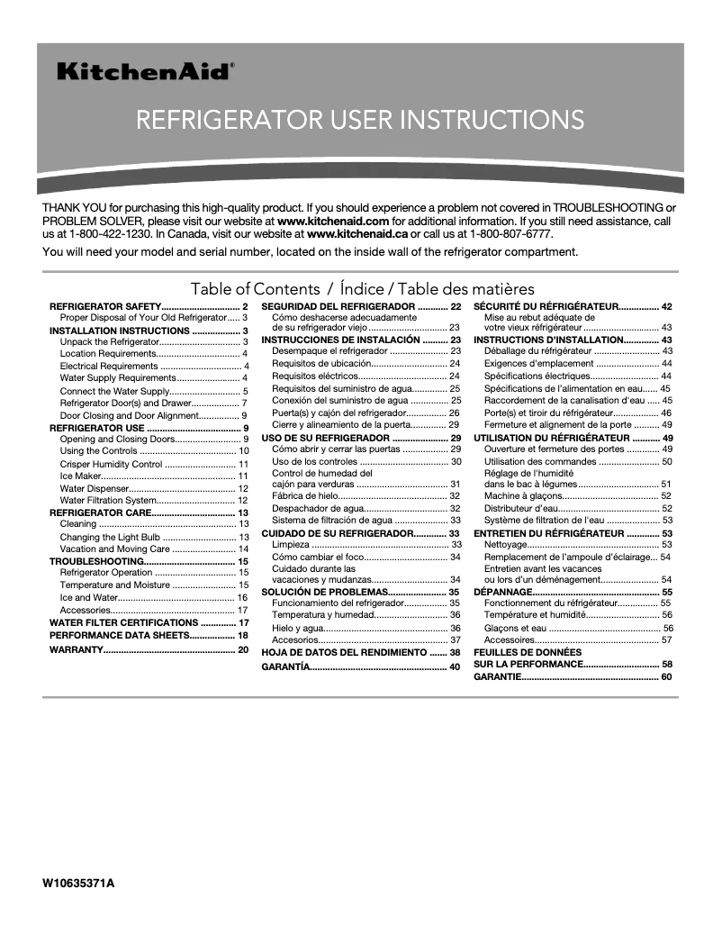 First page image of the manual for Architect KBFS25ECBL