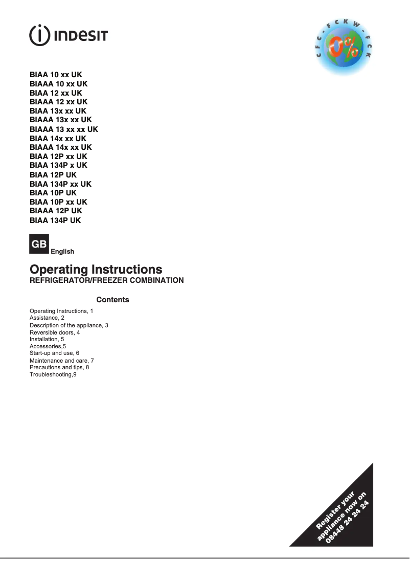 First page image of the manual for BIAA134PSI