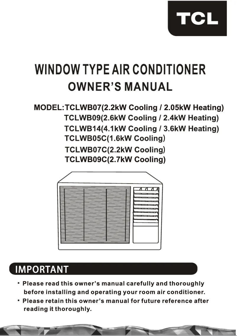 First page image of the manual for TCLWB14