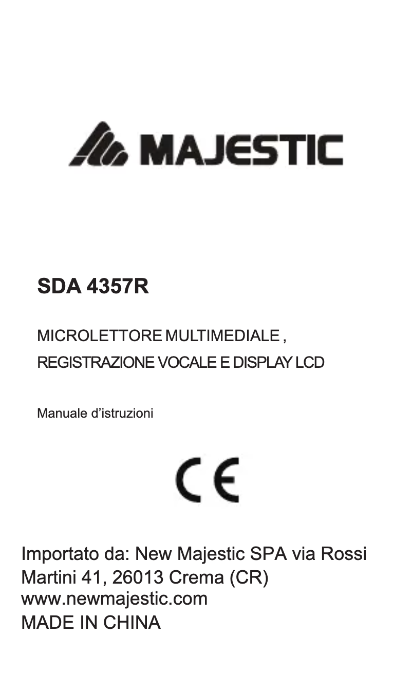 Page 1 of the manual User Manual Majestic SDA-4357R