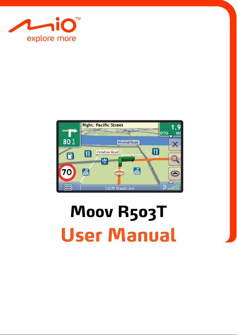 First page image of the manual for Moov R503