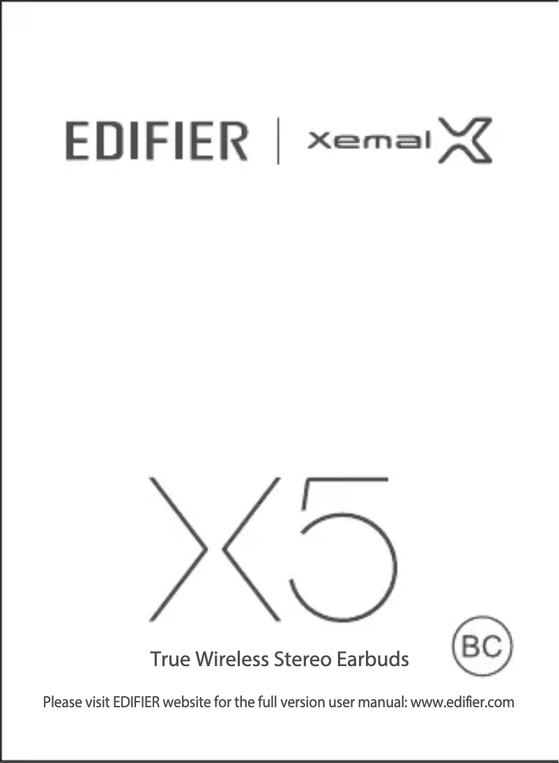 Page 1 of the manual User Manual Edifier X5