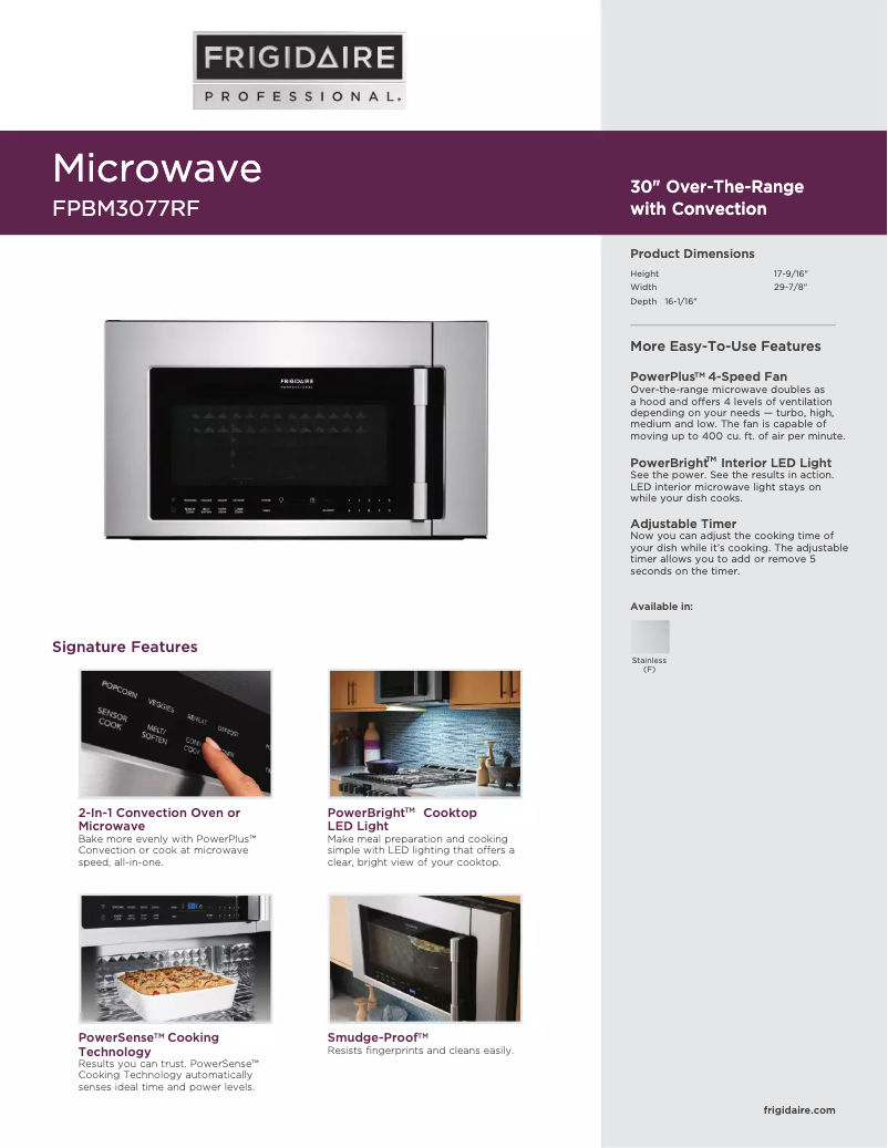 First page image of the manual for FPBM3077RF