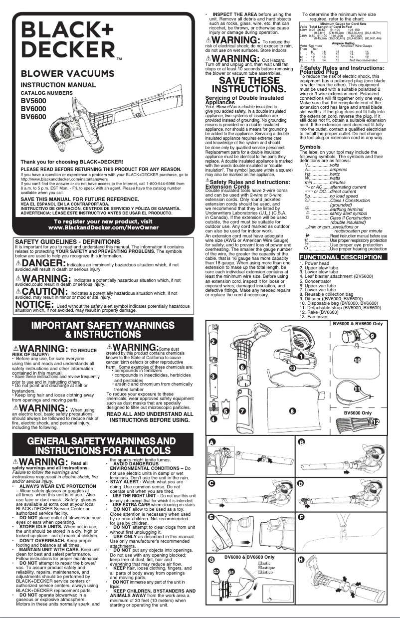 First page image of the manual for BV6000