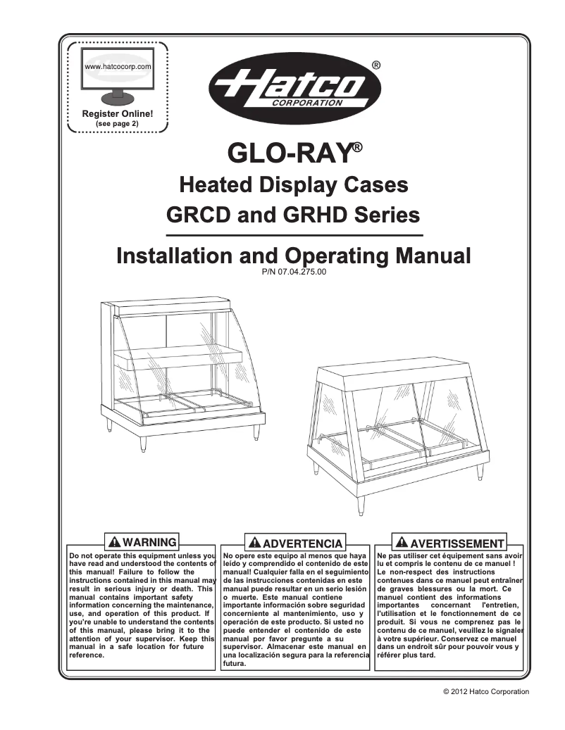 Page 1 of the manual User Manual Hatco GRHDH-4PD
