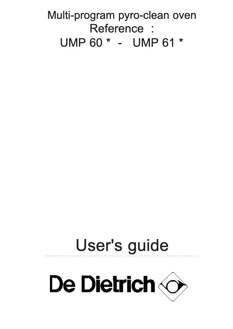 Page 1 of the manual User Manual De Dietrich UMP 60
