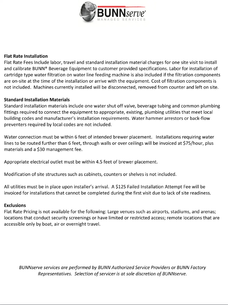 Page 1 of the manual Installation Guide Bunn VLPF 07400.0005