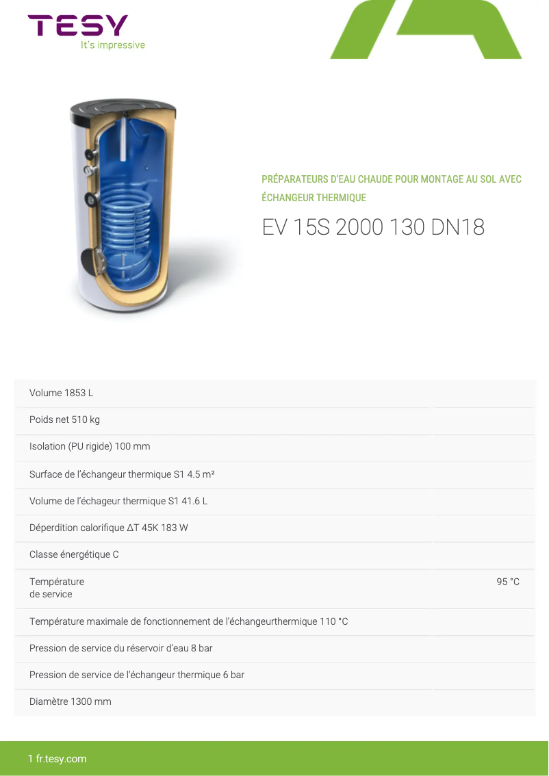 First page image of the manual for EV 15S 2000 130 DN18