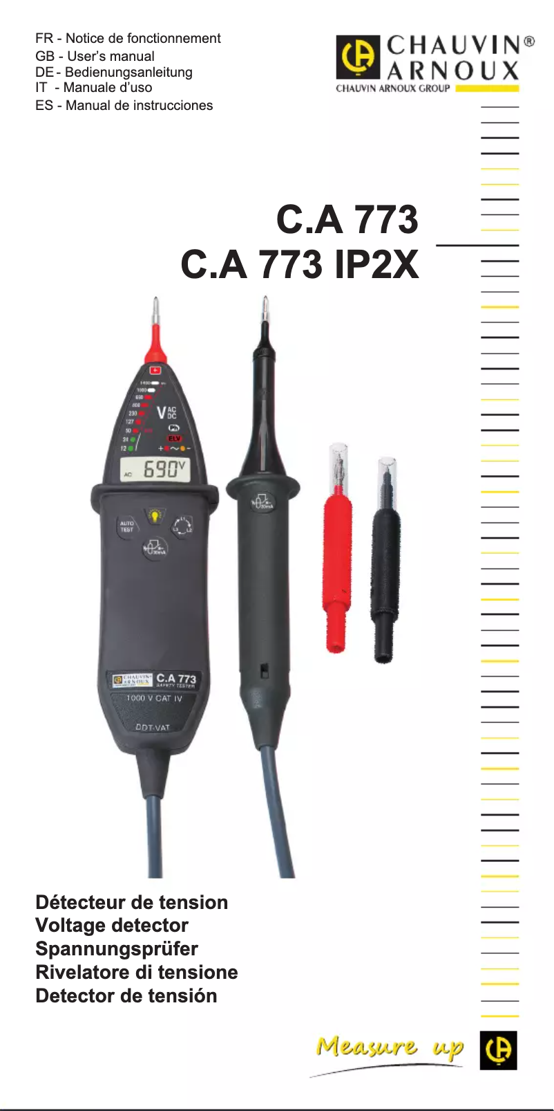 Page 1 of the manual User Manual Chauvin Arnoux C.A 773