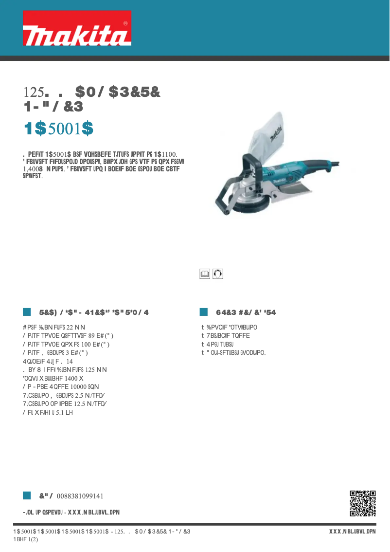 Page 1 of the manual Technical Sheet Makita PC5001C