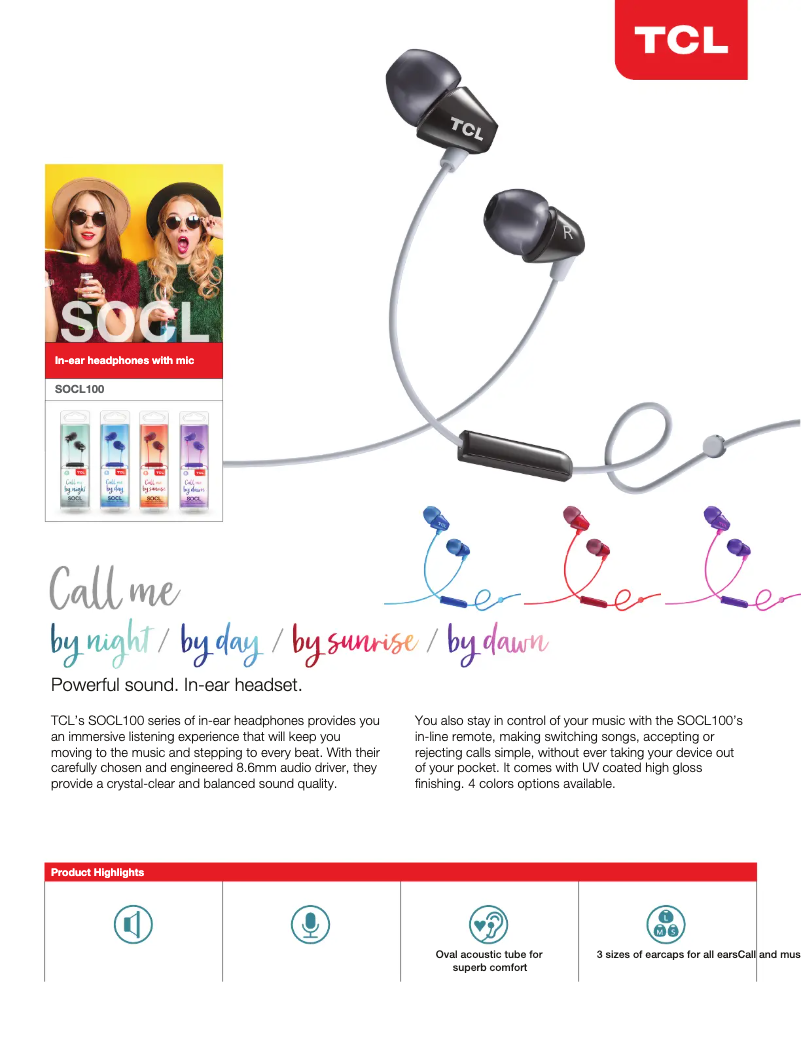 Page 1 of the manual User Manual TCL SOCL100