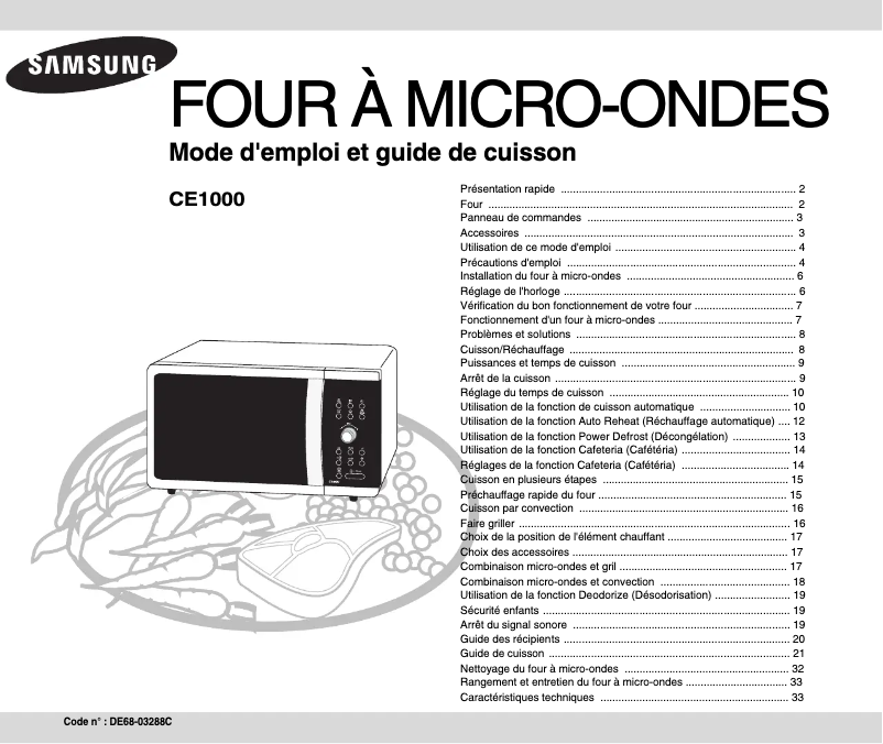 Page 1 of the manual User Manual Samsung CE1000