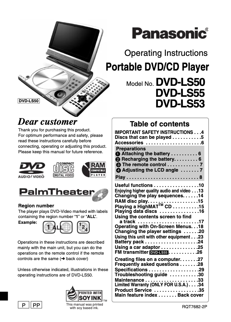 Page 1 of the manual User Manual Panasonic DVD-LS53
