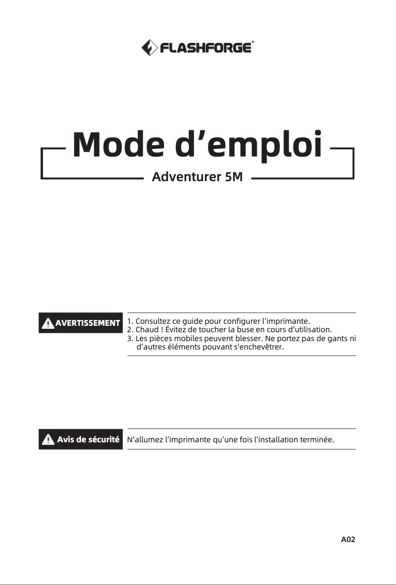 Image de la première page du manuel de l'appareil Adventurer 5M