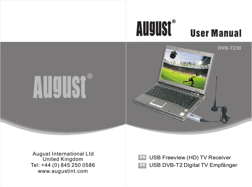 Page 1 of the manual User Manual August DVB-T230