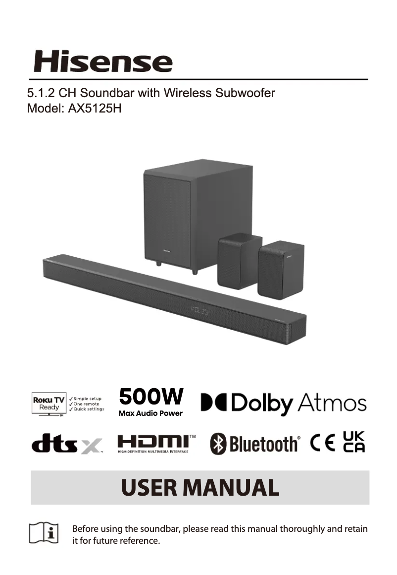 Page 1 of the manual User Manual Hisense AX5125H