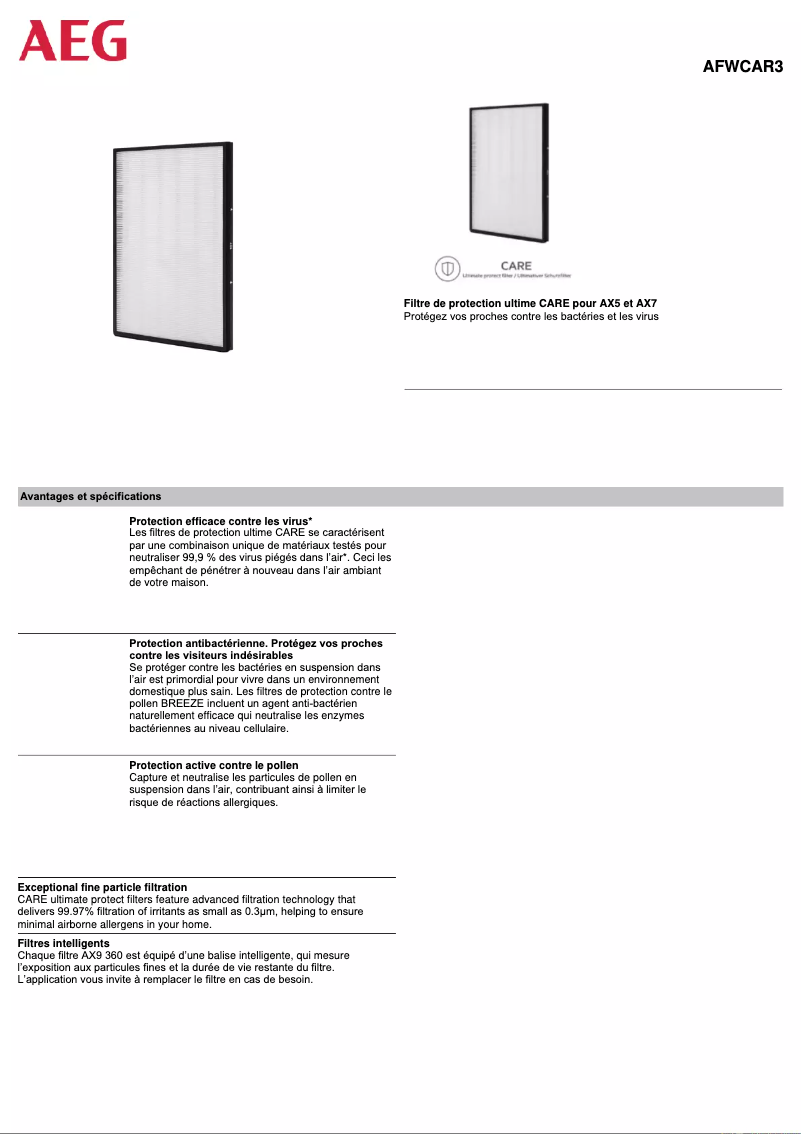 Page 1 of the manual User Manual AEG AFWCAR3