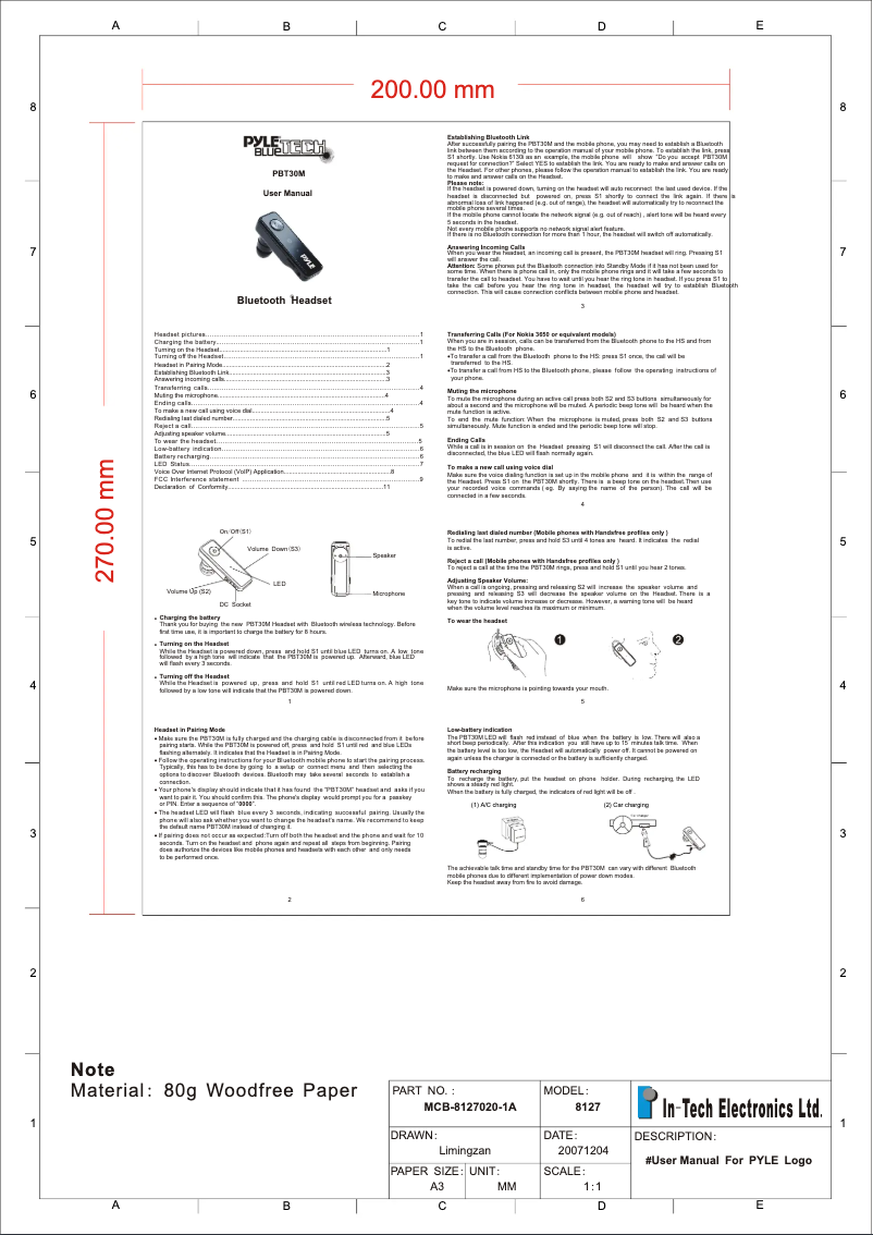 Page 1 of the manual User Manual Pyle PBT30M