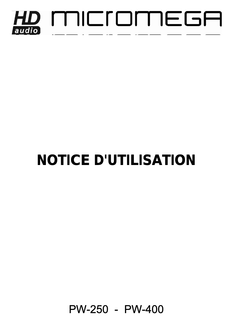 First page image of the manual for PW-400