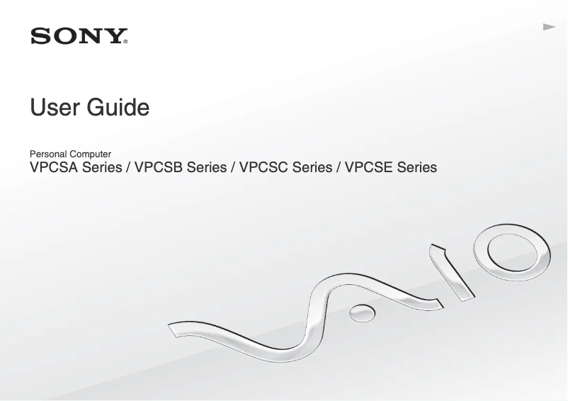 First page image of the manual for Vaio VPCSA35GX