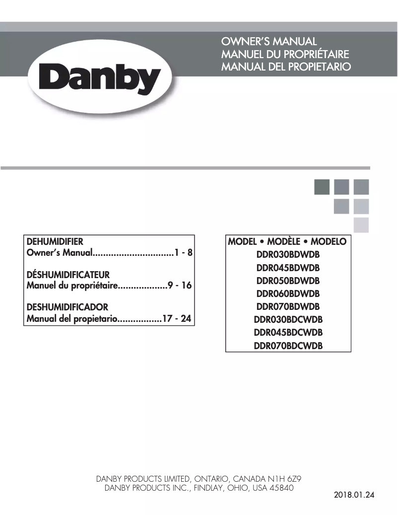 First page image of the manual for DDR030BDWDB