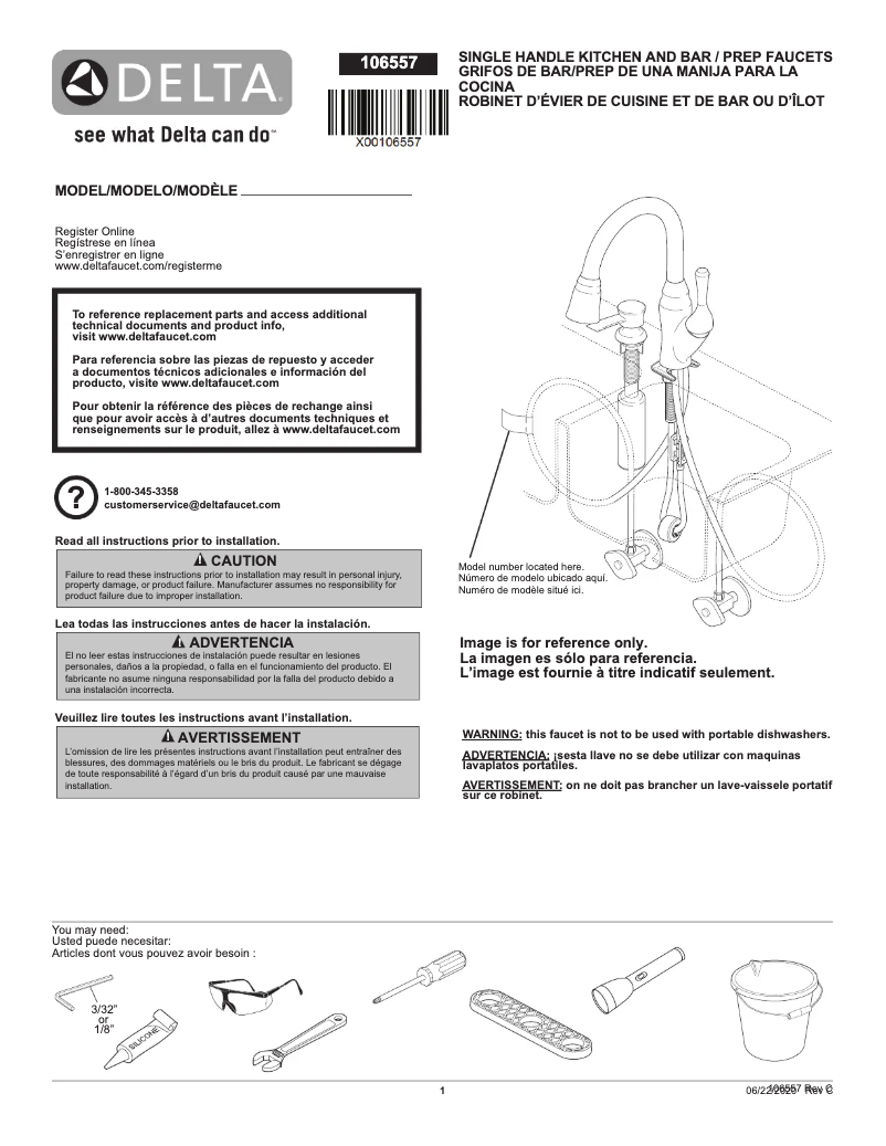 Page 1 of the manual Installation Guide Delta 9159-DST