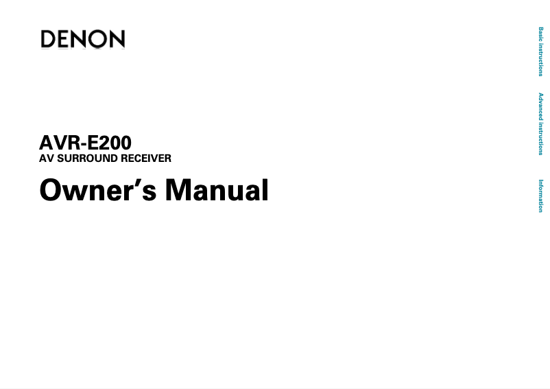 Page 1 of the manual User Manual Denon AVR-E200