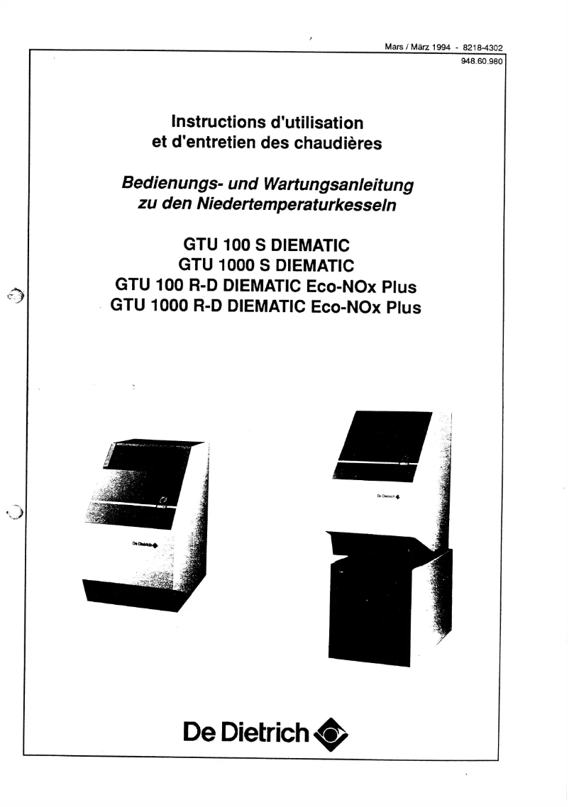 First page image of the manual for GTU 100