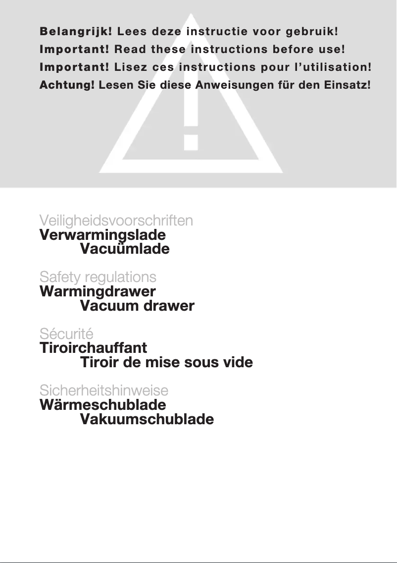 Page 1 of the manual User Manual Atag BD0792C