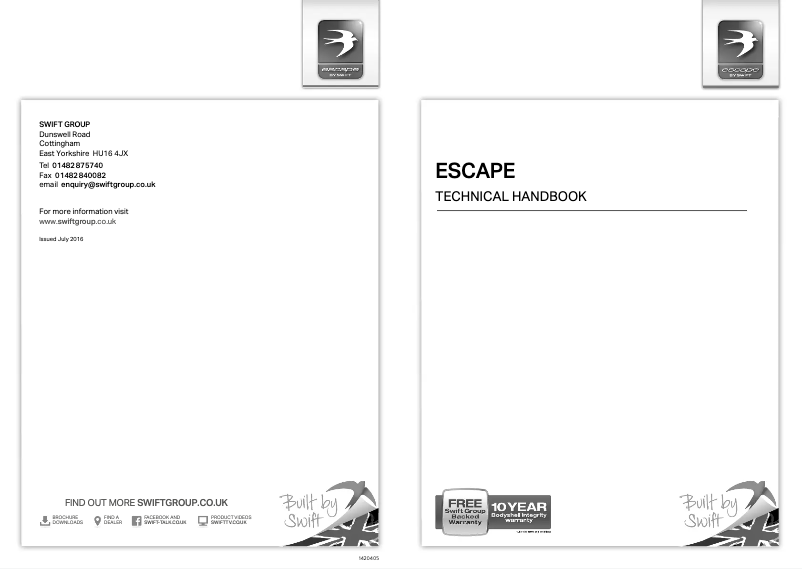 Page 1 of the manual User Manual Swift Escape (2017)