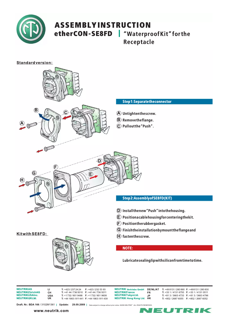 First page image of the manual for SE8FD
