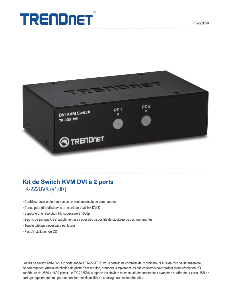 First page image of the manual for TK-222DVK