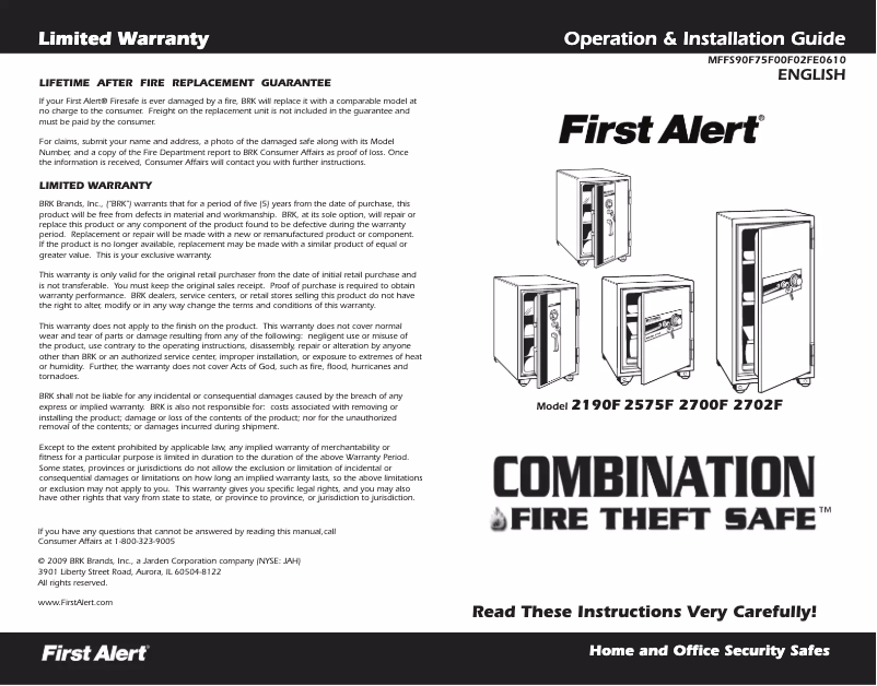 First page image of the manual for 2575F