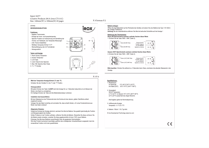 First page image of the manual for CT111C