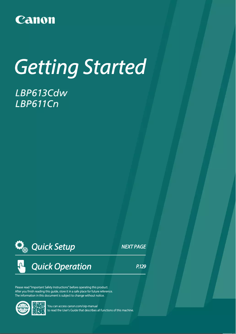 Page 1 of the manual User Manual Canon i-SENSYS LBP611Cn