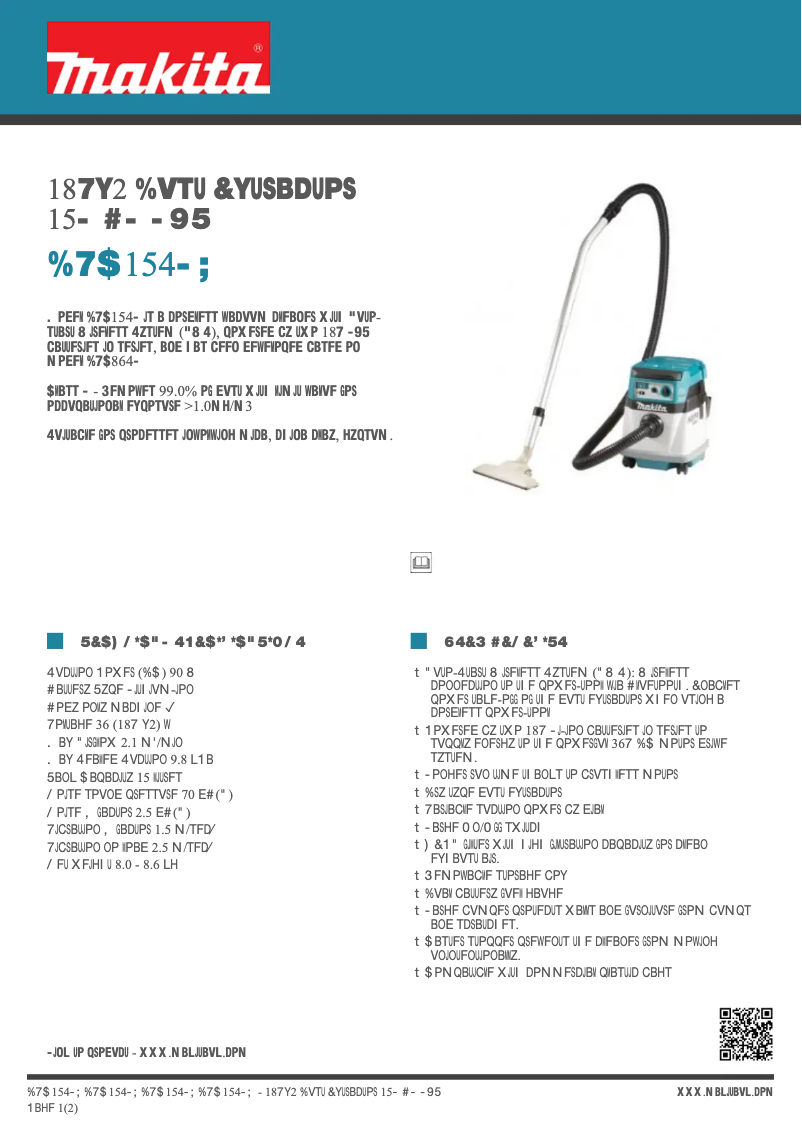 Page 1 of the manual Technical Sheet Makita DVC154LZ