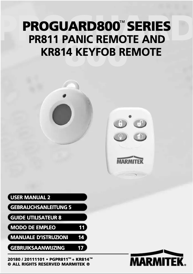 First page image of the manual for PR811