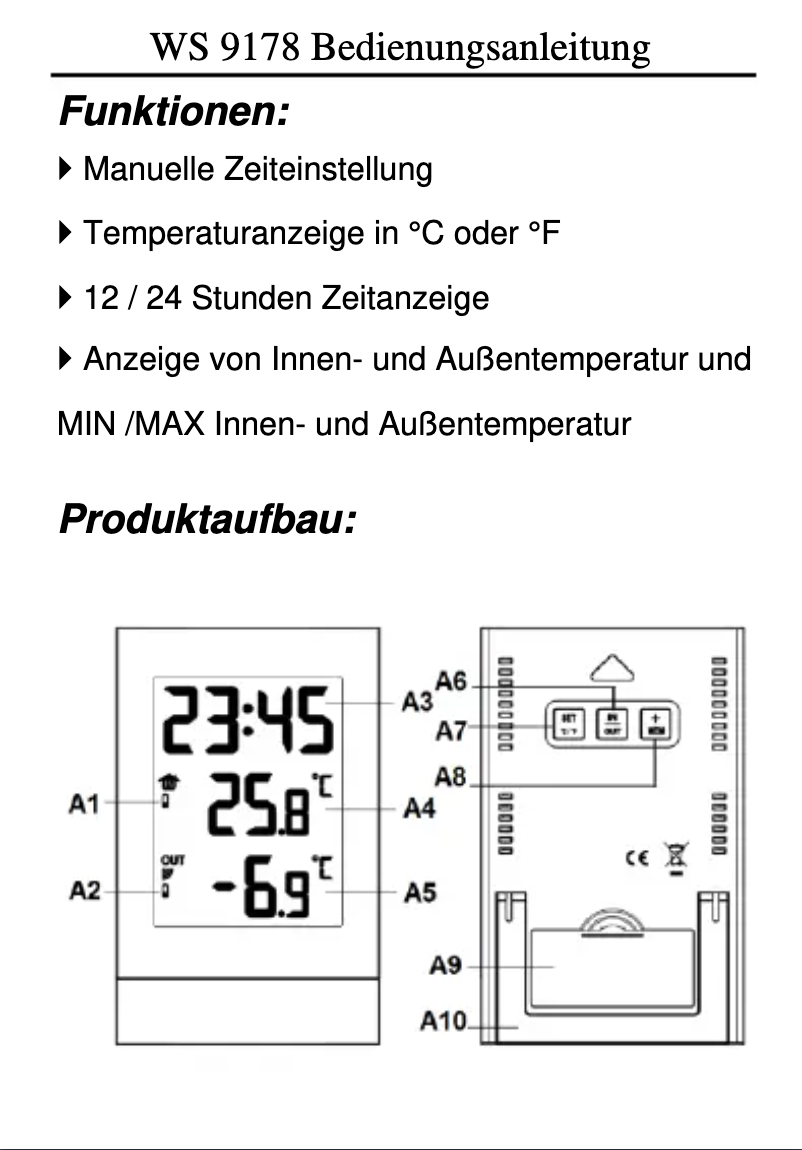 First page image of the manual for WS 9178