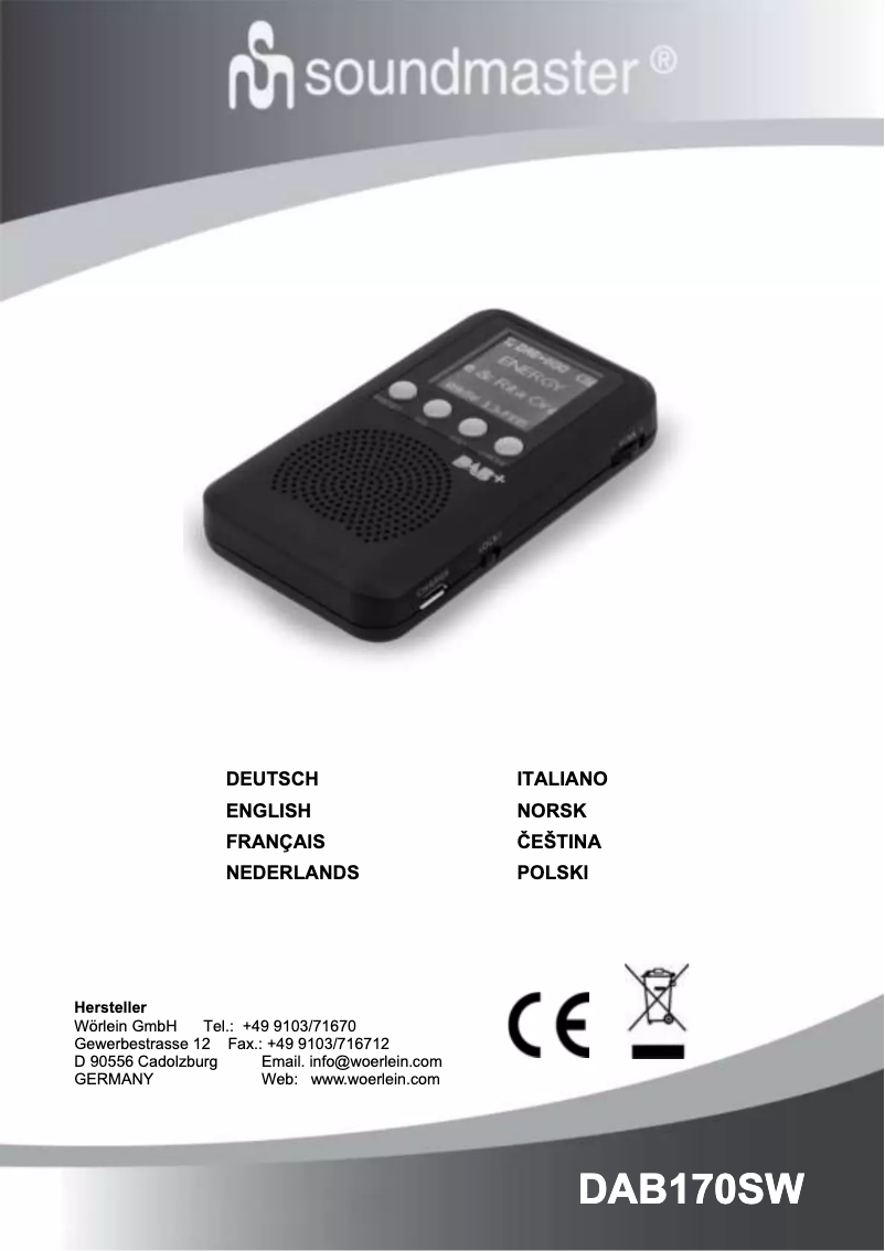 First page image of the manual for DAB170SW