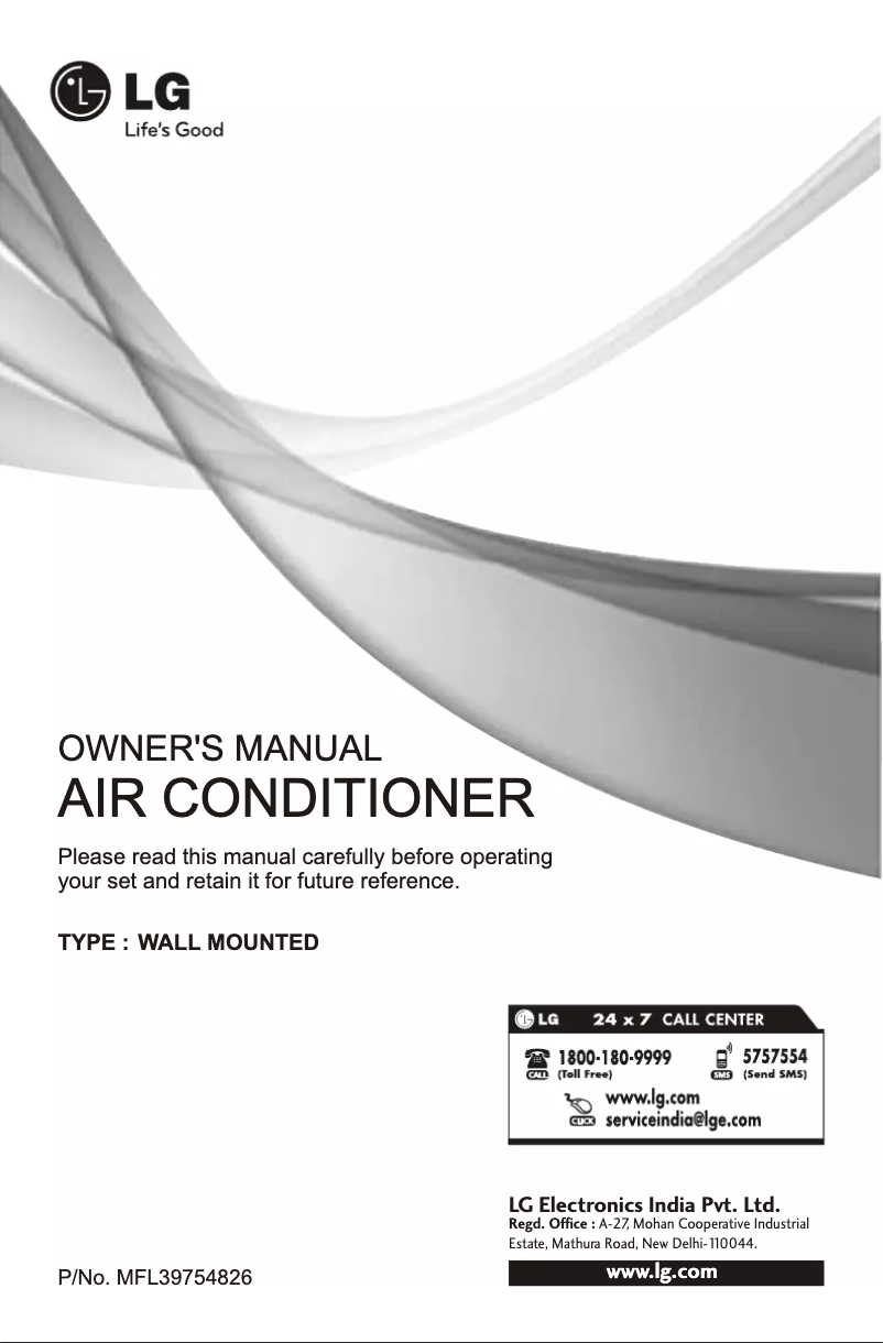 First page image of the manual for LSA18CGAFH1